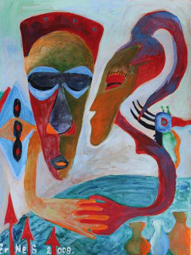 Original Expressionism Love Mixed Media by Nenad Stojanovic