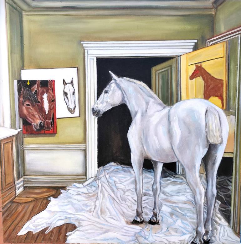 Horses inside my house Painting by Veronica Cantero Yanez | Saatchi Art
