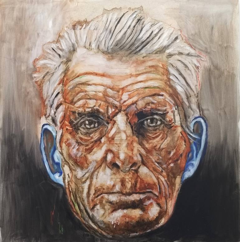 Portrait of Samuel Beckett with blue ears Painting by Veronica Cantero ...