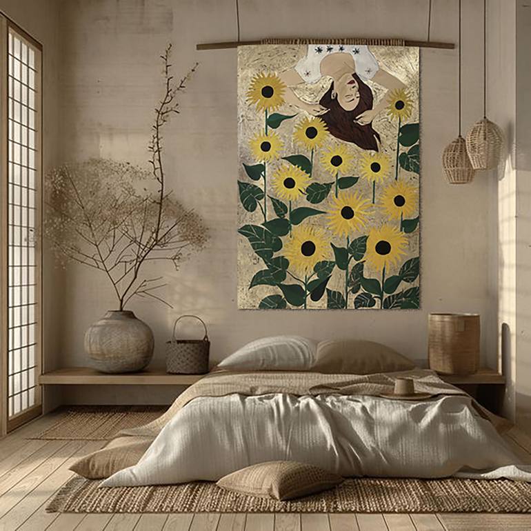 Original Romanticism Floral Painting by Rasha Amin