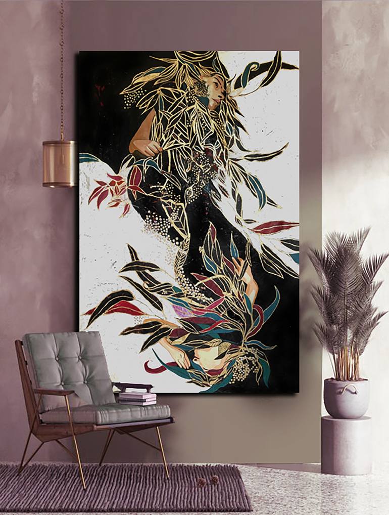 Original Abstract Expressionism Nature Painting by Rasha Amin