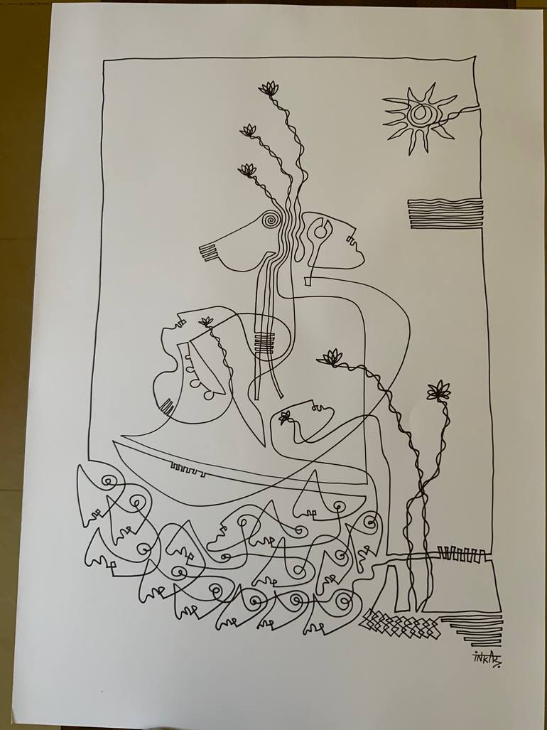 Original Abstract Expressionism Abstract Drawing by Shanmukha Kanchinakere Annegowda