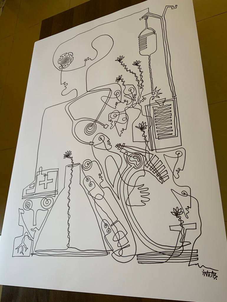 Original Abstract Expressionism Abstract Drawing by Shanmukha Kanchinakere Annegowda