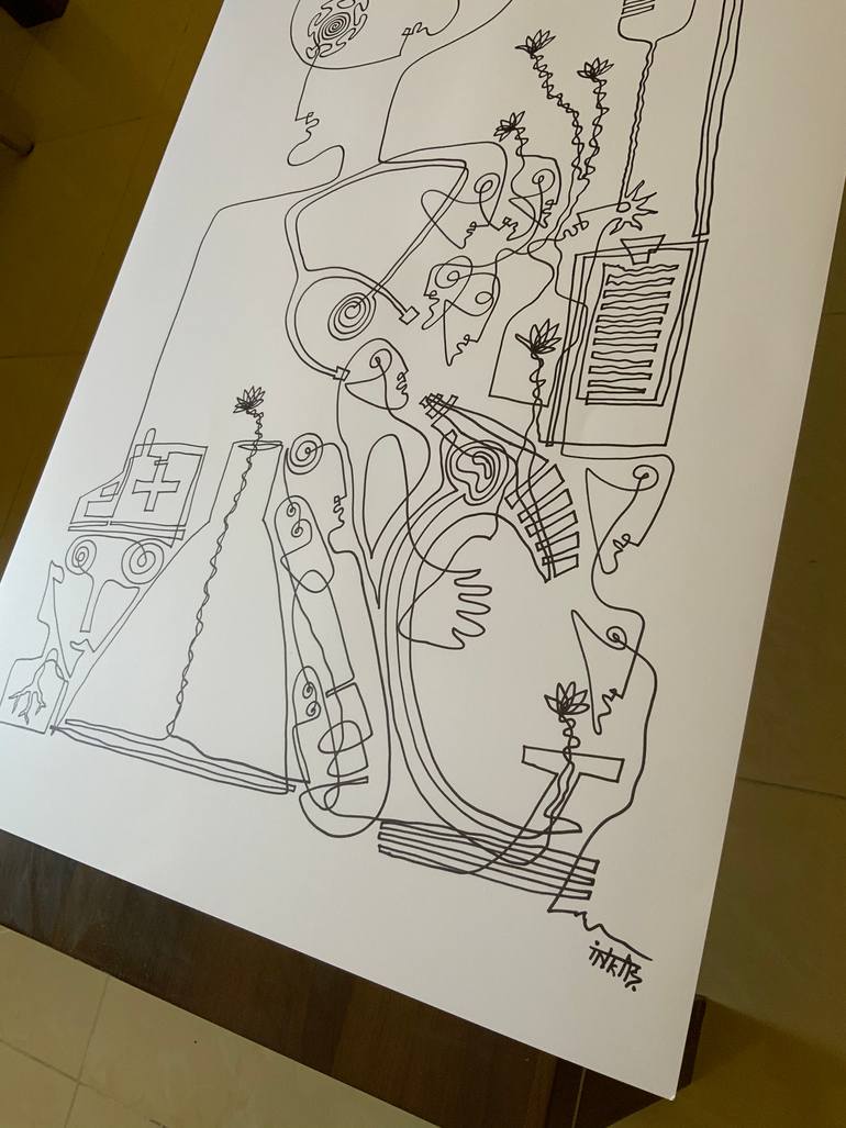 Original Abstract Expressionism Abstract Drawing by Shanmukha Kanchinakere Annegowda