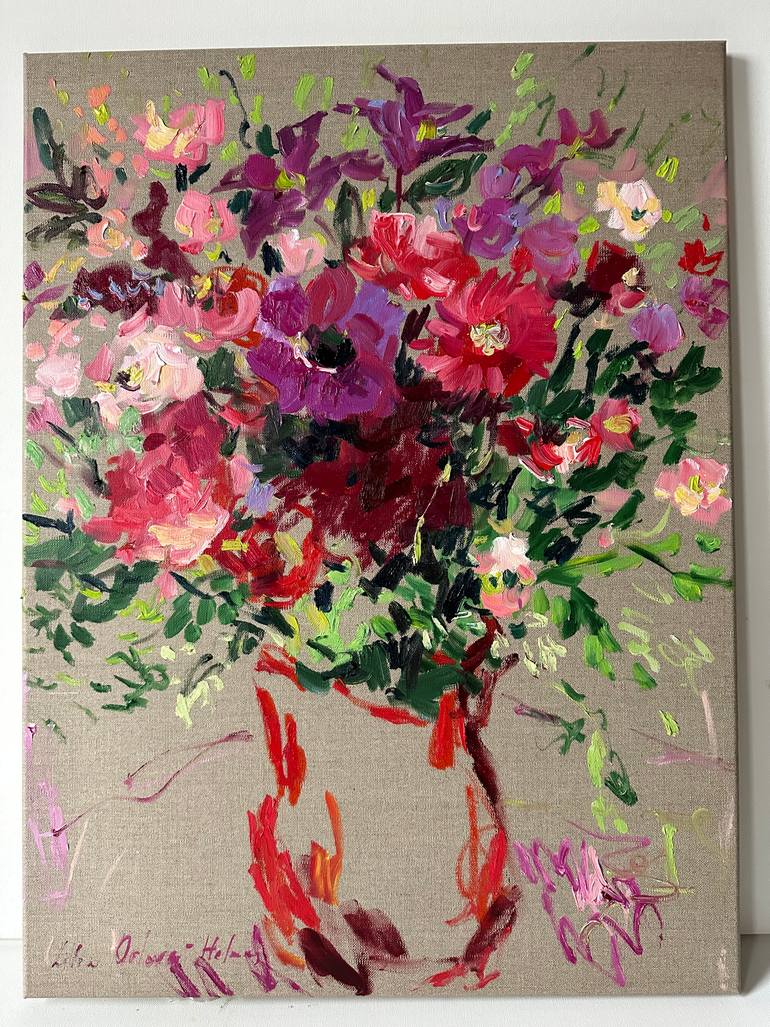 Original Expressionism Floral Painting by Lilia Orlova-Holmes