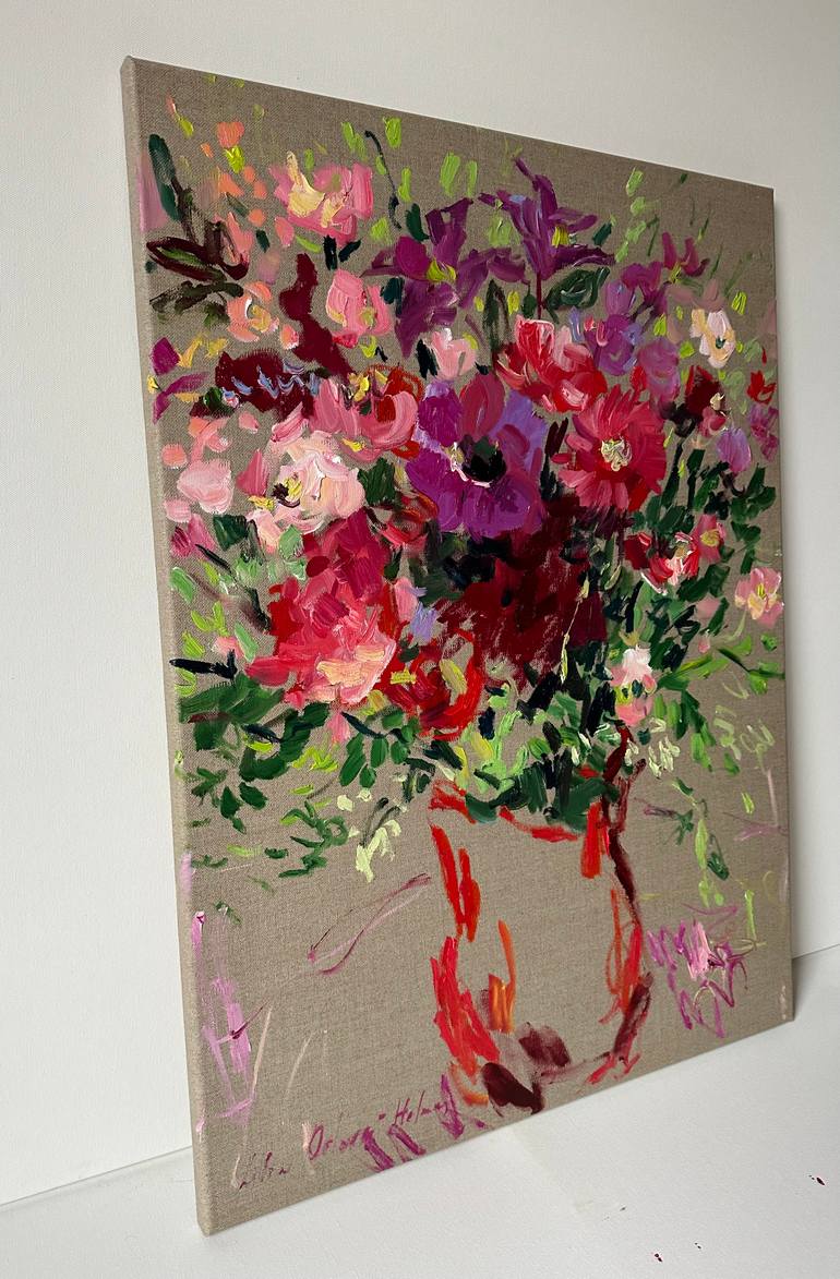 Original Expressionism Floral Painting by Lilia Orlova-Holmes