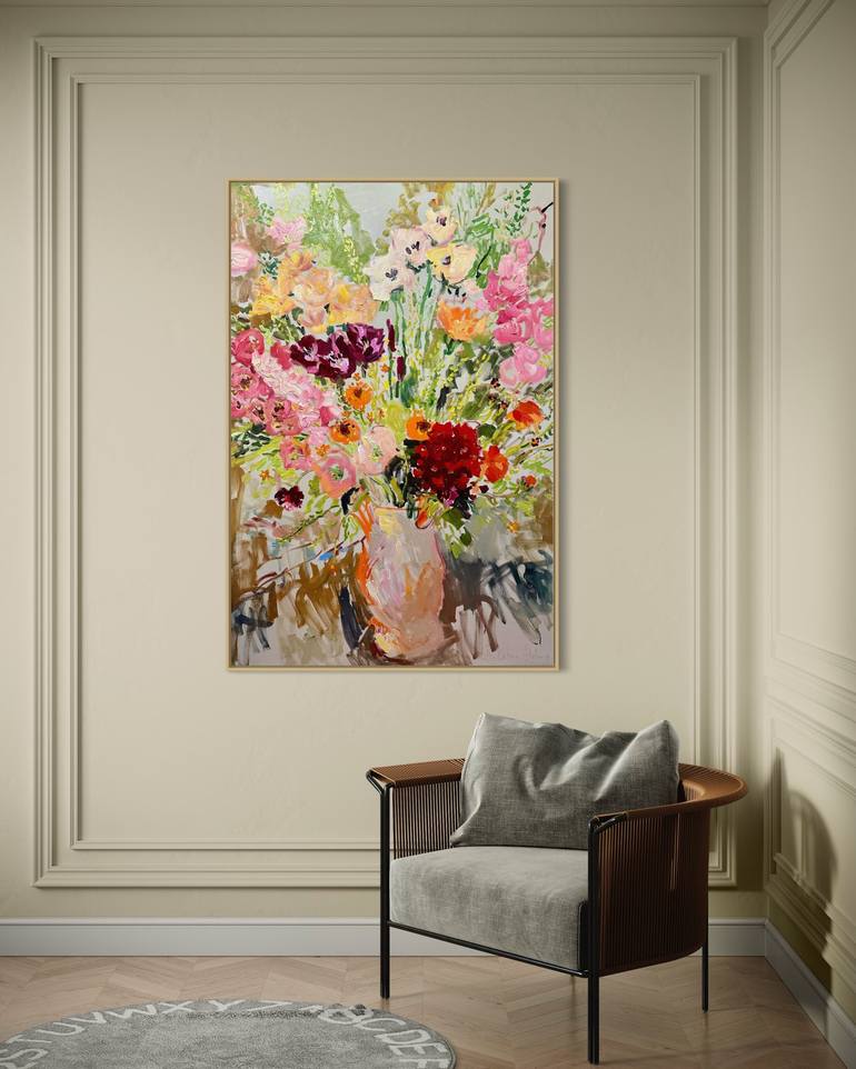 Original Abstract Expressionism Floral Painting by Lilia Orlova-Holmes
