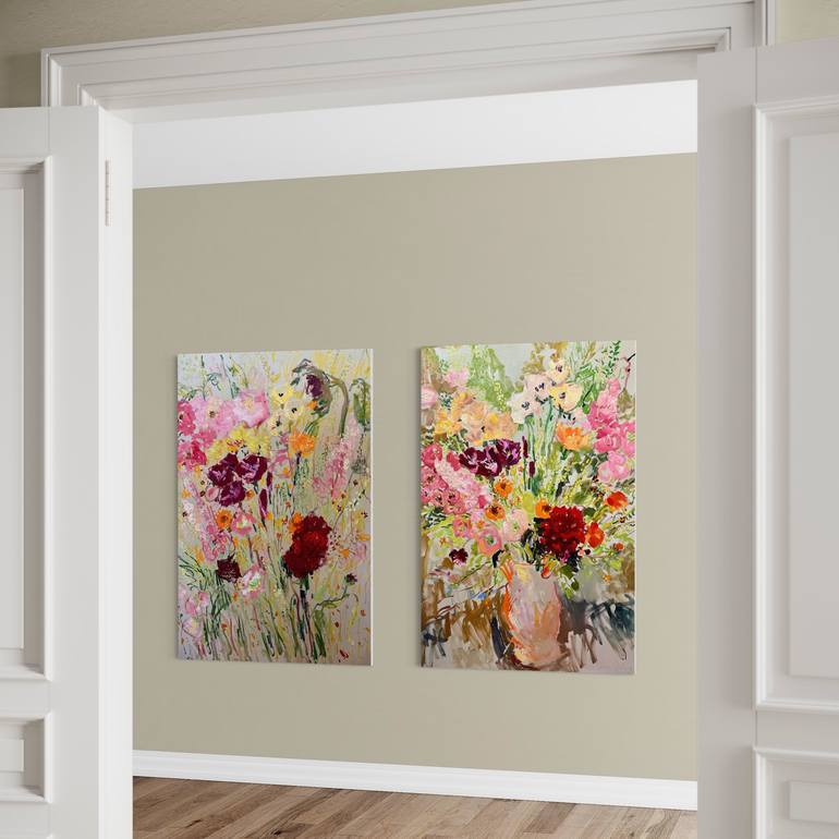 Original Abstract Expressionism Floral Painting by Lilia Orlova-Holmes