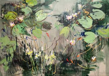 Water lilies. Summer pond. thumb