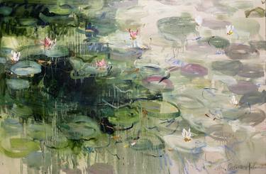 Green pond. Water lilies. thumb