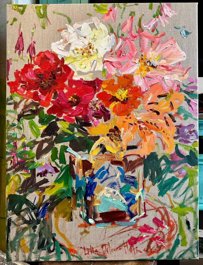 Original Contemporary Floral Painting by Lilia Orlova-Holmes