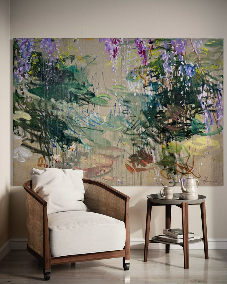 Original Abstract Expressionism Garden Painting by Lilia Orlova-Holmes