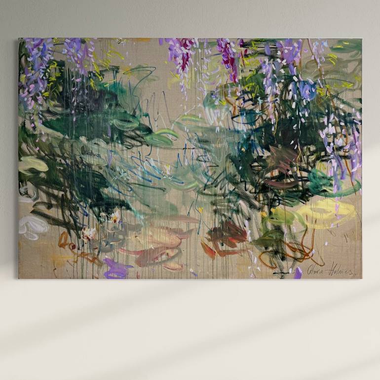 Original Abstract Expressionism Garden Painting by Lilia Orlova-Holmes