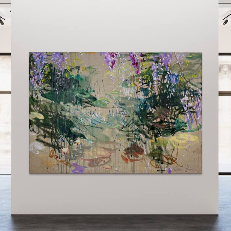 Original Abstract Expressionism Garden Painting by Lilia Orlova-Holmes