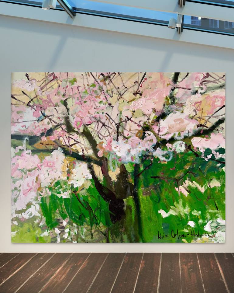 Original Abstract Expressionism Garden Painting by Lilia Orlova-Holmes