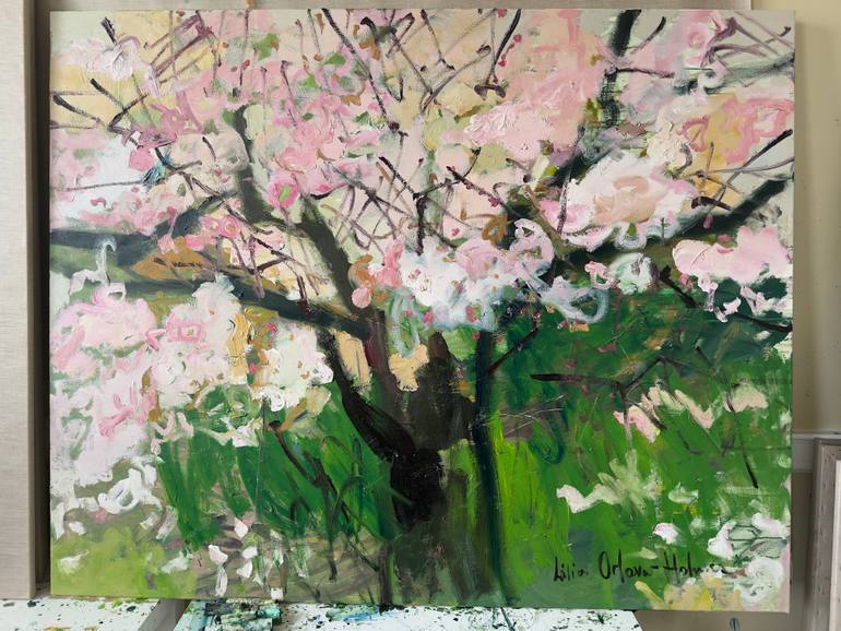 Original Abstract Expressionism Garden Painting by Lilia Orlova-Holmes