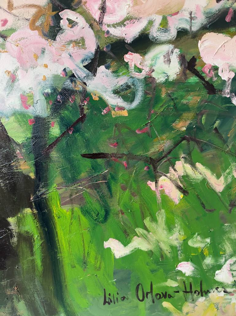 Original Abstract Expressionism Garden Painting by Lilia Orlova-Holmes