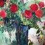 Still life.
Expressive, impressionistic, intuitive and poetic painting of flowers from my garden.
Very gestural and textured.
90x90x2cm