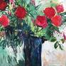 Still life.
Expressive, impressionistic, intuitive and poetic painting of flowers from my garden.
Very gestural and textured.
90x90x2cm