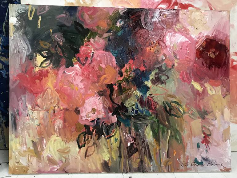 Original Abstract Expressionism Floral Painting by Lilia Orlova-Holmes