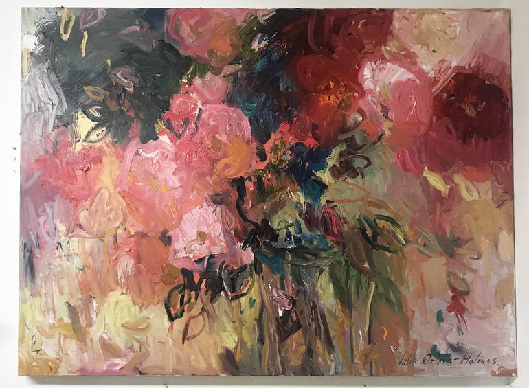 Original Abstract Expressionism Floral Painting by Lilia Orlova-Holmes