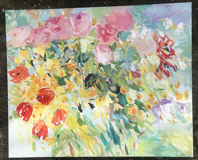 Original Abstract Floral Painting by Lilia Orlova-Holmes