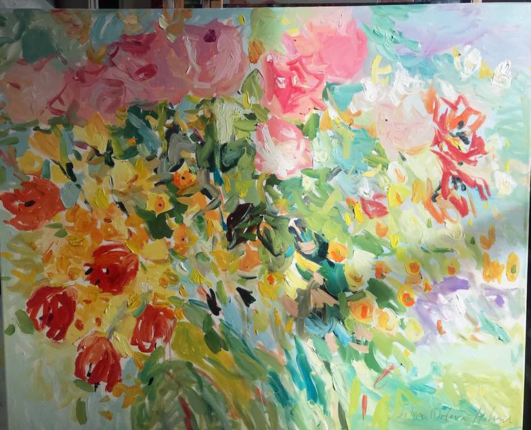 Original Abstract Floral Painting by Lilia Orlova-Holmes