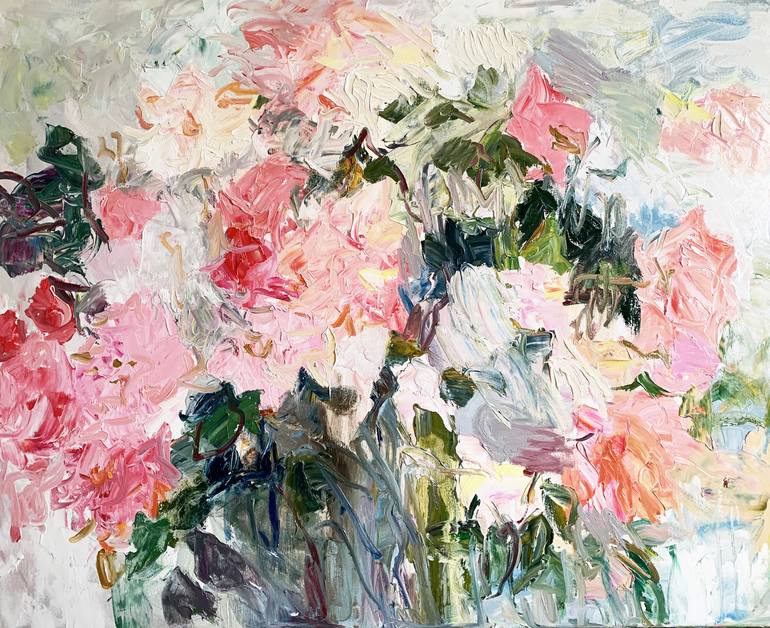 Roses in the rain Painting by Lilia Orlova-Holmes | Saatchi Art