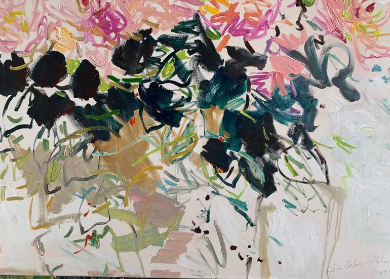 Original Abstract Floral Painting by Lilia Orlova-Holmes