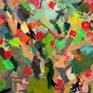 An apple tree in September.
A day in the garden.
Large expressive and gestural semi-abstract painting.