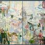 Large abstract and expressive painting.
Inspired by Impressionism, Monet and gardens in Giverny.
Oil and graphite on canvas.
Diptych 100x160cm.
2 canvases 100x80cm. each.