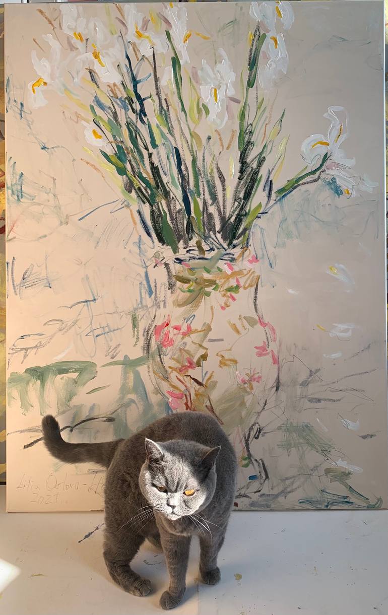Original Expressionism Floral Painting by Lilia Orlova-Holmes