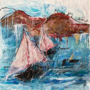 Original Sailboat Painting by Annie Rodrigue
