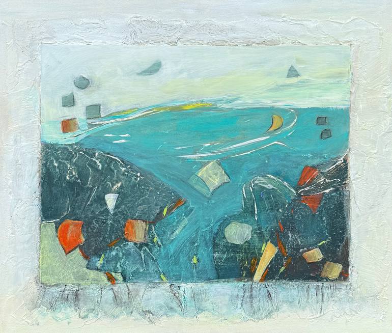 Original Abstract Painting by Eliane Saheurs | Abstract Expressionism Art on Wood | Beyond the Lake III