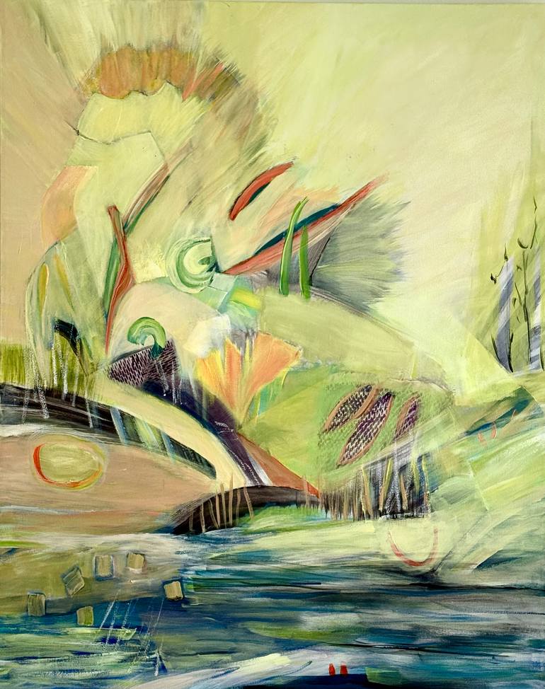 Original Landscape Painting by Eliane Saheurs | Contemporary Art on Canvas | Beyond the Lake V