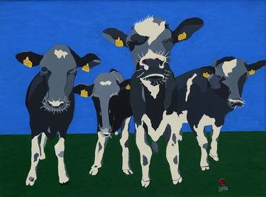 Original Pop Art Cows Paintings by joern hinrichs