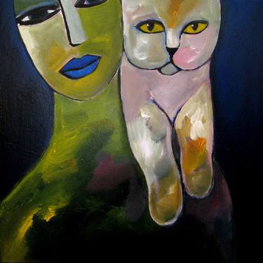 Print of Modern Cats Paintings by Nelly van Nieuwenhuijzen