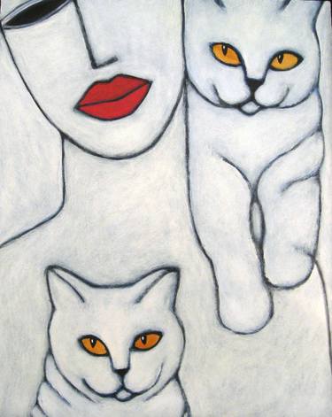 Print of Modern Cats Paintings by Nelly van Nieuwenhuijzen