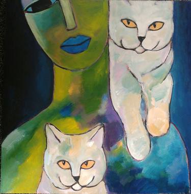 Print of Cats Paintings by Nelly van Nieuwenhuijzen