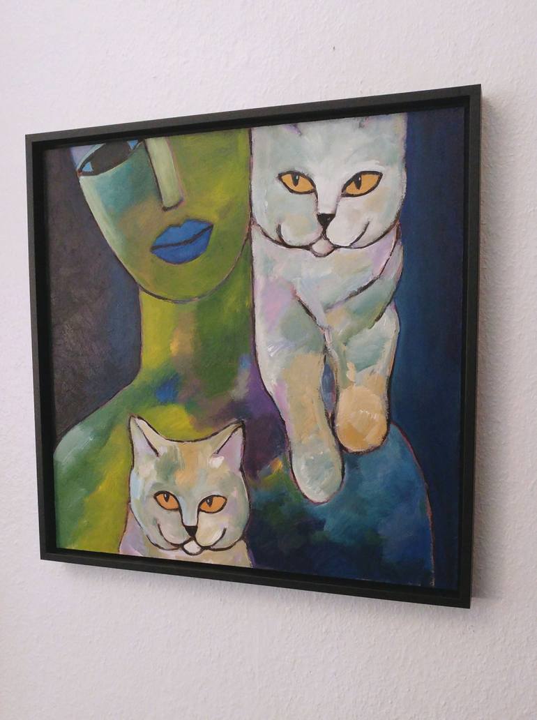 Original Cats Painting by Nelly van Nieuwenhuijzen