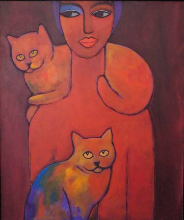 Original Cats Paintings by Nelly van Nieuwenhuijzen
