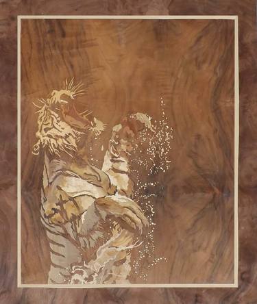Tiger - marquetry work (from the Enigma Djokovic diptych) thumb