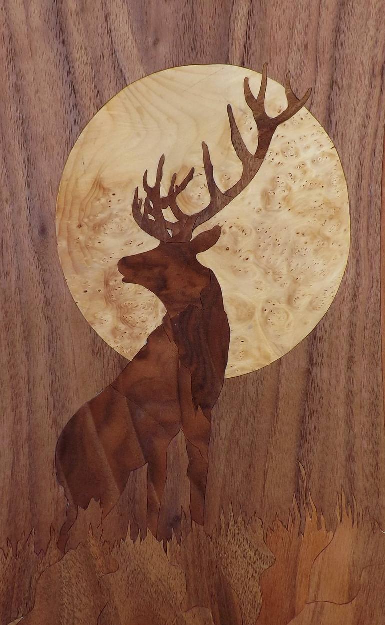 Moon - marquetry work - Print