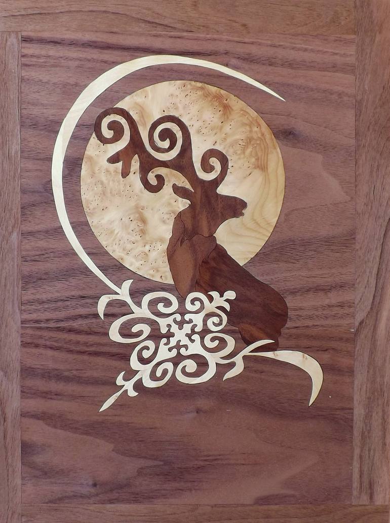 Moon 2 - marquetry work - Print