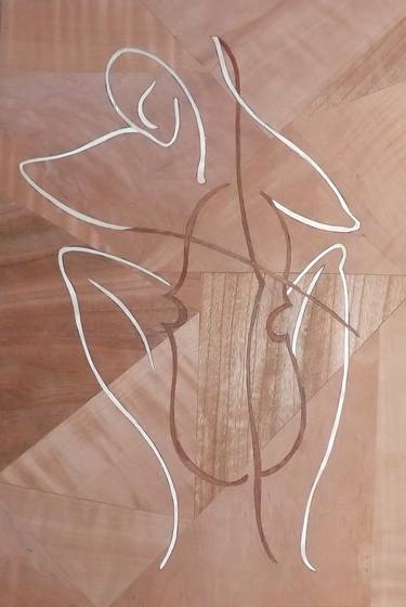 Cellist woman - marquetry variations 1 - Limited Edition of 2 thumb
