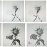 Black sumi ink brushpainting impression of a bull thistle
Painted in negative white without masking or white out. Look at the details.
