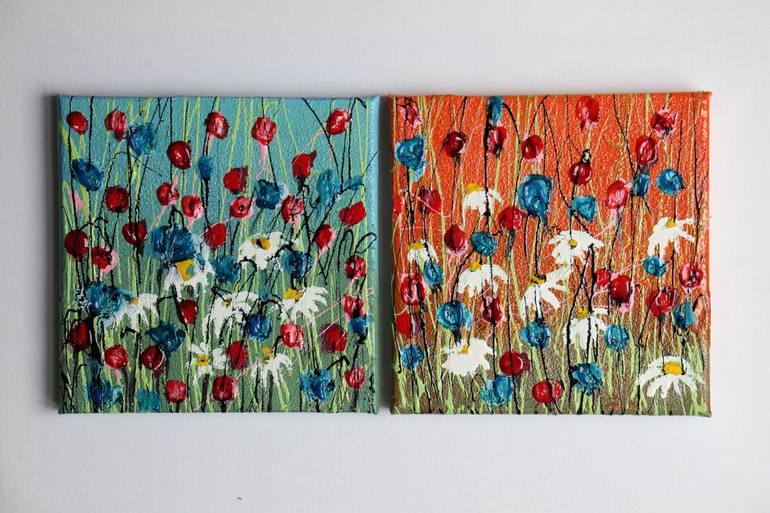 Original Abstract Expressionism Floral Painting by Donatella Marraoni