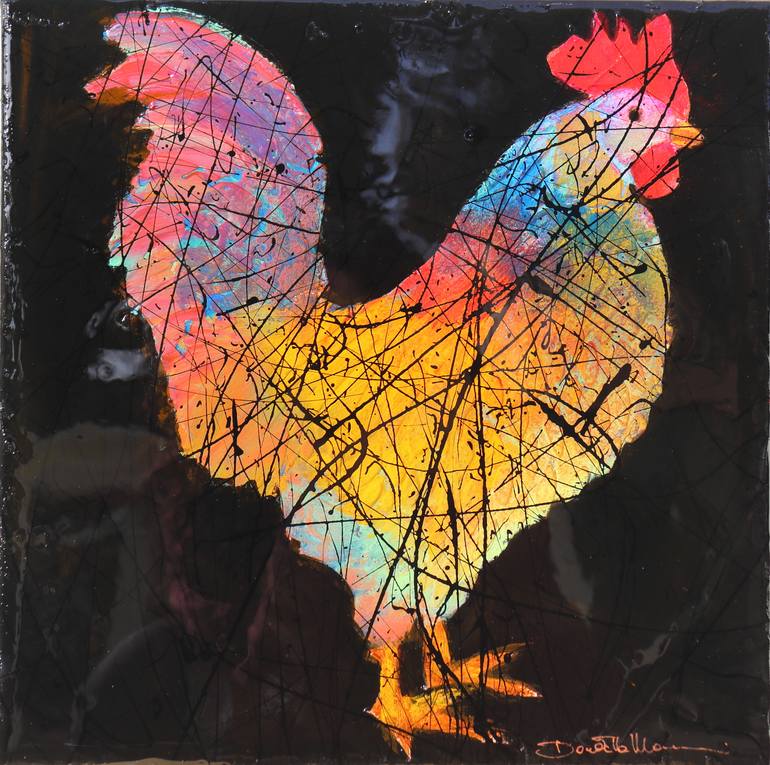 Original Animal Painting by Donatella Marraoni  Abstract Expressionism Art on Canvas  Gallo pop