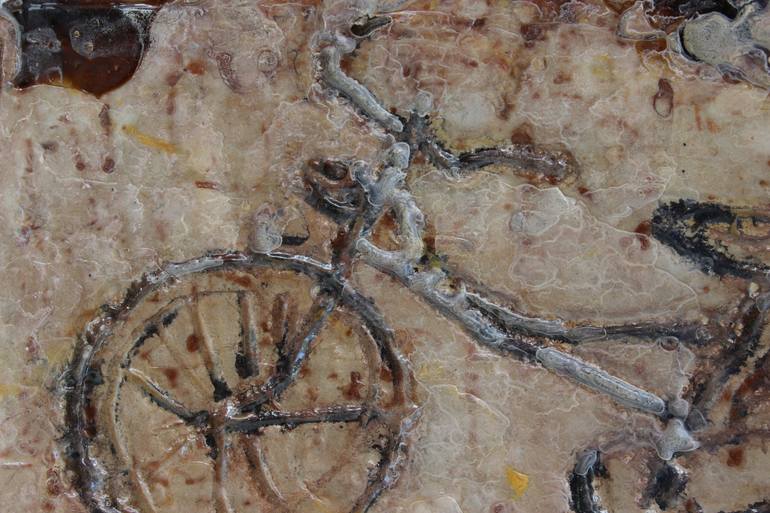 Original Abstract Expressionism Bicycle Painting by Donatella Marraoni