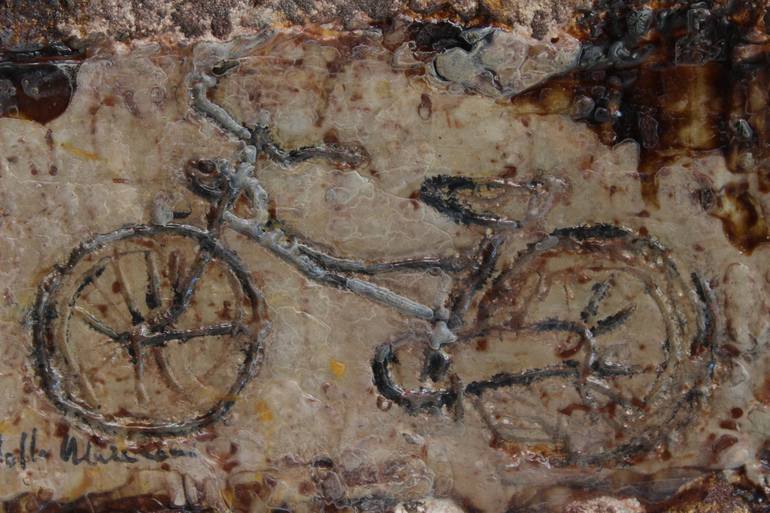 Original Abstract Expressionism Bicycle Painting by Donatella Marraoni